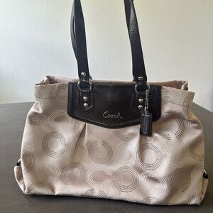 Coach Beige and Black Shoulder Bag